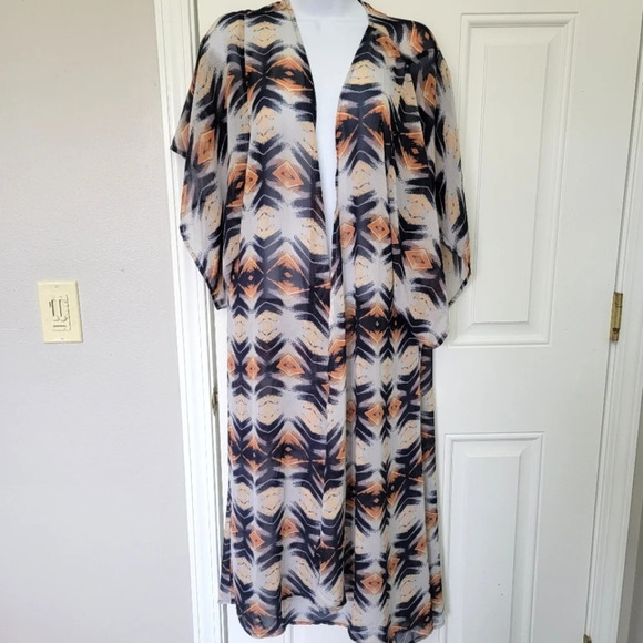 Roffe Accessories Lightweight Kimono Robe Swim Cover Up Multicolor Print 1 Size - Picture 1 of 9